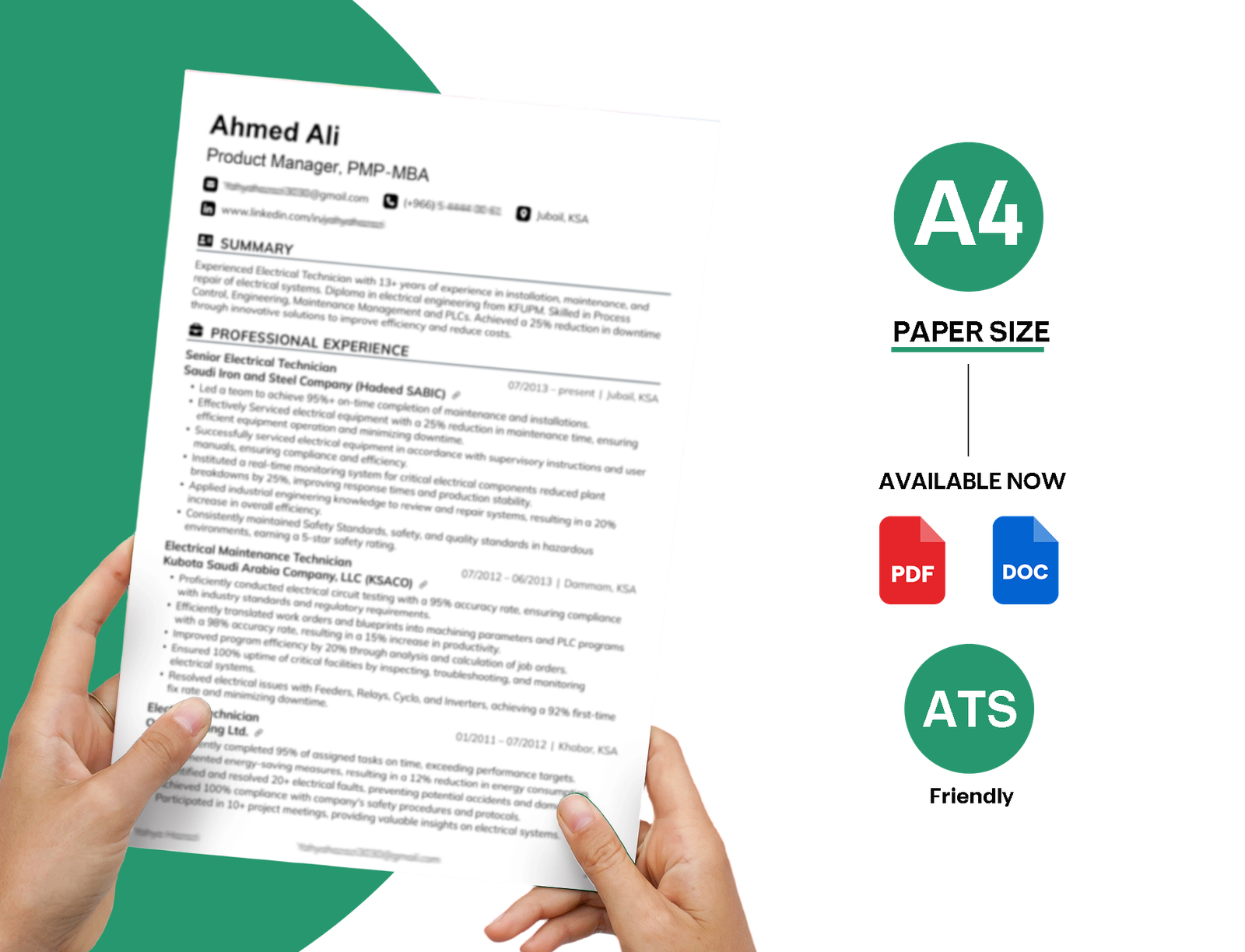 تصميم سيرة ذاتية احترافية - مركز ذو أثر